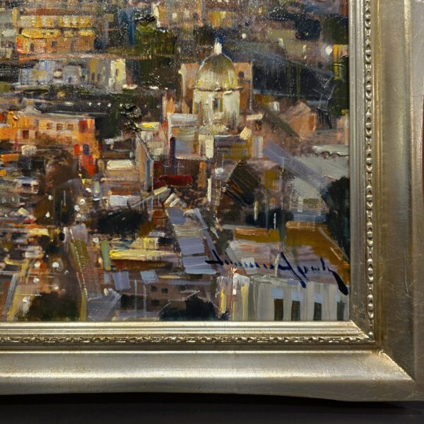 Dipinto “Positano” di Vincenzo Aprile – firma artista Firma di Vincenzo Aprile sul dipinto “Positano” ad olio su tela.