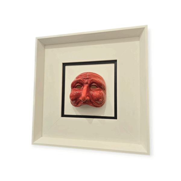 1000427762 Quadro 3D Artigianale Pulcinella in Ceramica Rossa Lucida