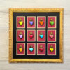 Sacro Cuore – composizione con 12 bassorilievi colorati in cornice oro foglia Sacro Cuore