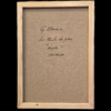 Retro della tela con firma e titolo G. Odierna Retro del telaio in legno con firma del maestro G. Odierna, titolo dell'opera "La strada dei pastori" e misure 50x70 cm.