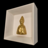 Inquadratura angolata del quadro pop San Gennaro oro, opera in ceramica fatta a mano di dimensioni 18x18 cm.