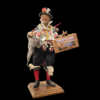 statuina-portafortuna-napoletana-seta Vista frontale dello Sciò Sciò artigianale da 35 cm su base in legno e abiti in seta.
