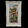 Quadro O Balcunciell G. Odierna olio su tela Dipinto olio su tela verticale raffigurante un balcone fiorito con tenda gialla e persiane verdi, firmato G. Odierna, con cornice bianca lavorata.