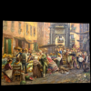 prospettiva-sinistra-opera-ferrara Vista laterale sinistra della tela 70x100cm di Elio Ferrara che mostra la profondità e i colori del mercato napoletano.