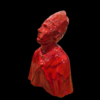 Vista prospettica destra della statuina di San Gennaro, evidenziando la brillantezza della ceramica rossa.