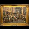 Dipinto a olio di Elio Ferrara: "Il pazariello al pendino" Incantevole dipinto a olio su tela di Elio Ferrara, intitolato "Il pazariello al pendino". Un'opera artigianale ricca di dettagli che celebra la storicità e il folklore napoletano, raffigurando il celebre pazzariello nel cuore di un vivace mercato rionale. Completo di un'elegante cornice dorata riccamente decorata, è perfetto per donare prestigio, calore e un tocco di classicità a qualsiasi ambiente.