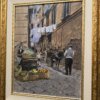 Inquadratura lievemente inclinata dell'opera Napoli Com'era del maestro Tammaro, che evidenzia i rilievi della pittura a olio e il design della cornice.