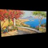 prospettiva-destra-quadro-panoramico-napoli Vista angolata da destra del grande dipinto panoramico di Vincenzo Somma raffigurante il Golfo di Napoli, il Vesuvio e un albero in primo piano sulla terrazza fiorita.