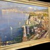 prospettiva-destra-dettaglio-edifici-borgo-sorrento Vista d'angolo da destra del dipinto di Vincenzo Aprile che evidenzia la densità delle pennellate materiche sugli edifici di Marina Grande.