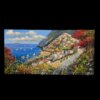 quadro-completo-dipinto-positano-ferdinando-sapio Visione frontale completa e panoramica del dipinto a olio su tela intitolato Napoli del maestro Ferdinando Sapio, formato 60x120 cm.