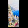 Vista frontale completa del dipinto napoletano Giuseppe Iannicella raffigurante la veduta panoramica di Positano ad olio su tela.